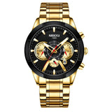 Men's Professional Quartz Watch with Stainless-Steel-Plated Strap, Gold Aosig