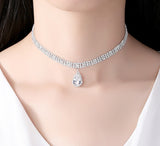 Multi-layered drop sparkling diamond pendant necklace XG2125 Aosig