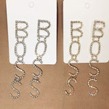 Novelty BOSS rhinestone letter earrings XG2104 Aosig