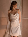 Open-back Thin Satin Slip Nightdress