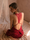 Open-back Thin Satin Slip Nightdress Aosig