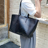 PU Crocodile Print Tote Bag Aosig