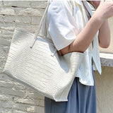 PU Crocodile Print Tote Bag Aosig