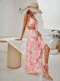 Pink Print Slip Dress Aosig