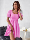 Plaid Solid Color Dress Aosig