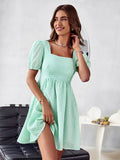Plaid Solid Color Dress Aosig