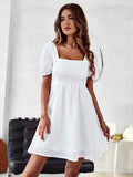 Plaid Solid Color Dress Aosig