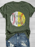 Play Ball Baseball Softball Print Short Sleeve T-shirt Aosig