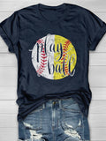 Play Ball Baseball Softball Print Short Sleeve T-shirt Aosig