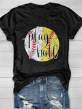 Play Ball Baseball Softball Print Short Sleeve T-shirt Aosig