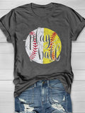 Play Ball Baseball Softball Print Short Sleeve T-shirt Aosig