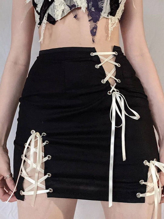 suspender pleated Hip Wrap Skirt