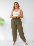 Plus Loungehose mit Kordelzug, Tunika-Haremshose mit hoher Taille