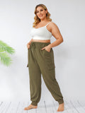 Plus Drawstring Lounge Pants High Waist Tunic Harem Pants Aosig