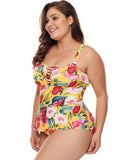 Plus Floral Print One Piece Swimsuit Aosig