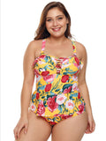 Plus Floral Print One Piece Swimsuit Aosig