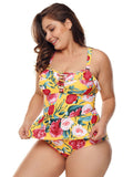 Plus Floral Print One Piece Swimsuit Aosig