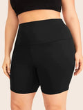 Plus Hip Rope Ladies Black Shorts Aosig