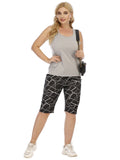 Plus Irregular Print Cropped Pants Casual Shorts Sweatpants Aosig