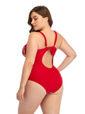 Plus One Piece Swimsuit Multicolor Print Sexy Aosig