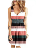 Printed Button Casual Tank Top Dress Aosig