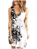 Printed Button Casual Tank Top Dress Aosig