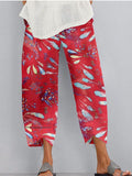 Printed Elastic Waist Pocket Trousers Aosig