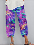 Printed Elastic Waist Pocket Trousers Aosig