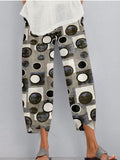 Printed Elastic Waist Pocket Trousers Aosig