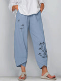 Printed Elastic Waist Pocket Trousers Aosig