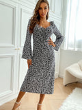 Printed Flared Long Dresses Aosig