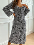 Printed Flared Long Dresses Aosig