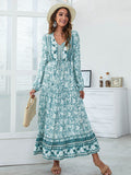 Printed High Waist Maxi Dress Aosig