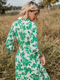 Printed Lace-up Dress Aosig