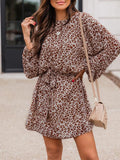 Printed Long Sleeve Dress Aosig