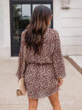 Printed Long Sleeve Dress Aosig