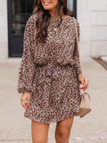 Printed Long Sleeve Dress Aosig