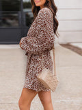 Printed Long Sleeve Dress Aosig