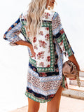 Printed Long Sleeve Shirt Skirt Aosig