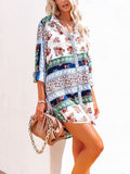 Printed Long Sleeve Shirt Skirt Aosig