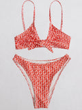 Printed Strappy Bikini Swimsuit Aosig