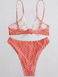 Printed Strappy Bikini Swimsuit Aosig