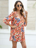 Printed Three-quarter Sleeve Dress Aosig