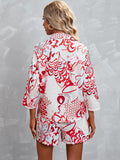 Printed Three-quarter Sleeve Top & Shorts Suit Aosig