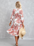 Printed  Three-quarter Sleeves Dress Aosig