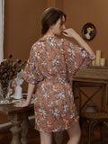 Printed chiffon nightgown home service suit Aosig