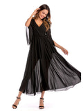 Pure color chiffon dress, big skirt, long skirt Aosig