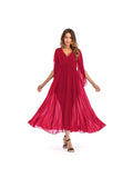 Pure color chiffon dress, big skirt, long skirt Aosig