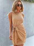 Pure color tight dress Aosig