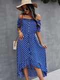 Pure color white spotted dress Aosig